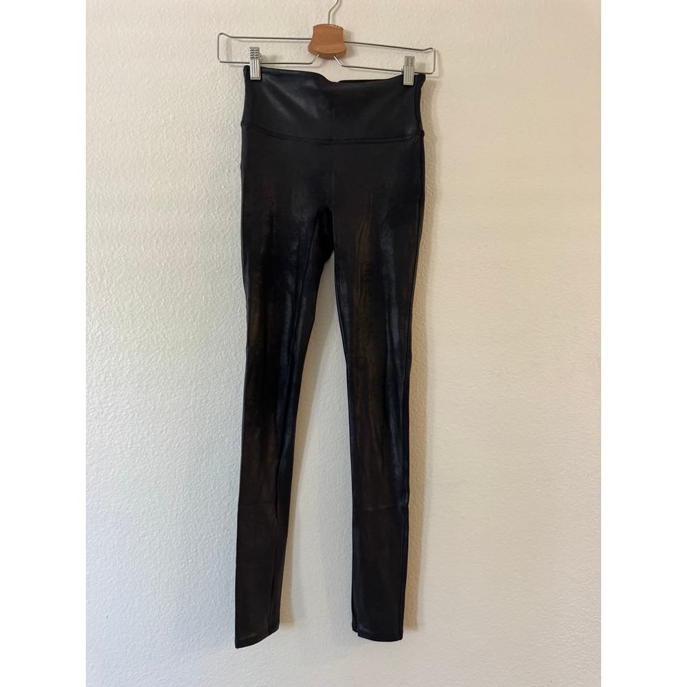 Spanx Faux Leather Leggings High Waisted‎ Tummy Control Small Black Excellent